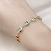 Pulsera Elegante 03.213.0195.07 Oro Laminado, Diseño de Mariquita y Rolo, con Multicolor Zirconia Cubica, Pulido, Tono Dorado (02 MM Thickness, 7 Inches Length)