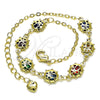 Pulsera Elegante 03.213.0195.07 Oro Laminado, Diseño de Mariquita y Rolo, con Multicolor Zirconia Cubica, Pulido, Tono Dorado (02 MM Thickness, 7 Inches Length)