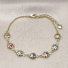 Pulsera Elegante 03.213.0195.07 Oro Laminado, Diseño de Mariquita y Rolo, con Multicolor Zirconia Cubica, Pulido, Tono Dorado (02 MM Thickness, 7 Inches Length)