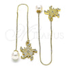 Arete Violador 02.210.0808 Oro Laminado, Diseño de Estrella, con Blanca Micro Pave, Pulido, Tono Dorado