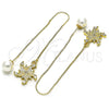 Arete Violador 02.210.0808 Oro Laminado, Diseño de Estrella, con Blanca Micro Pave, Pulido, Tono Dorado