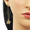 Arete Violador 02.210.0808.1 Oro Laminado, Diseño de Estrella, con Multicolor Micro Pave, Pulido, Tono Dorado