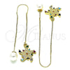 Arete Violador 02.210.0808.1 Oro Laminado, Diseño de Estrella, con Multicolor Micro Pave, Pulido, Tono Dorado