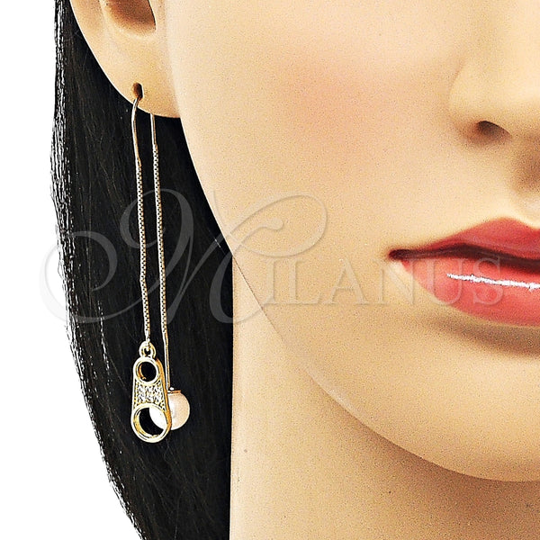 Arete Violador 02.210.0809 Oro Laminado, con Blanca Micro Pave, Pulido, Tono Dorado