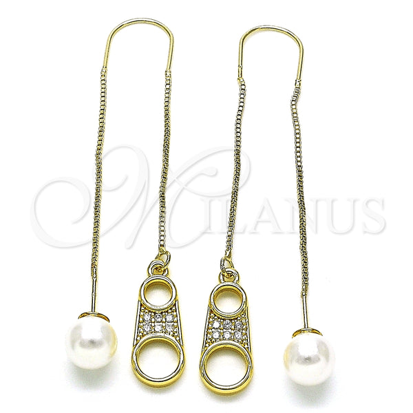 Arete Violador 02.210.0809 Oro Laminado, con Blanca Micro Pave, Pulido, Tono Dorado