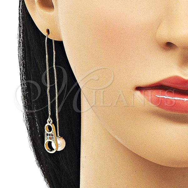 Arete Violador 02.210.0809.1 Oro Laminado, con Multicolor Micro Pave, Pulido, Tono Dorado