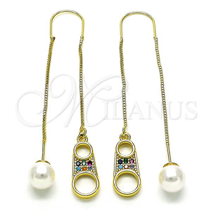 Arete Violador 02.210.0809.1 Oro Laminado, con Multicolor Micro Pave, Pulido, Tono Dorado