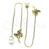 Arete Violador 02.210.0810.1 Oro Laminado, Diseño de Angel, con Multicolor Micro Pave, Pulido, Tono Dorado