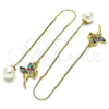 Arete Violador 02.210.0810.1 Oro Laminado, Diseño de Angel, con Multicolor Micro Pave, Pulido, Tono Dorado