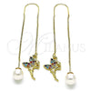 Arete Violador 02.210.0810.1 Oro Laminado, Diseño de Angel, con Multicolor Micro Pave, Pulido, Tono Dorado