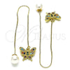 Arete Violador 02.210.0815.1 Oro Laminado, Diseño de Mariposa, con Multicolor Micro Pave, Pulido, Tono Dorado