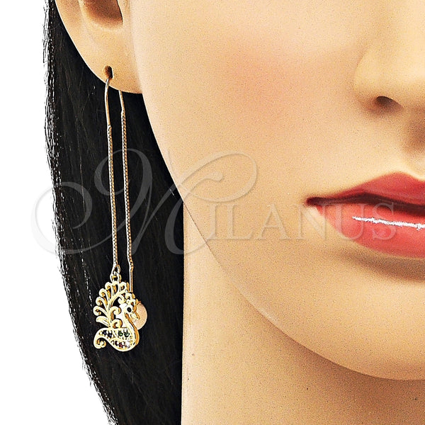 Arete Violador 02.210.0816.1 Oro Laminado, Diseño de Cisne, con Multicolor and Negro Micro Pave, Pulido, Tono Dorado