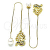Arete Violador 02.210.0816.1 Oro Laminado, Diseño de Cisne, con Multicolor and Negro Micro Pave, Pulido, Tono Dorado