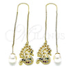 Arete Violador 02.210.0816.1 Oro Laminado, Diseño de Cisne, con Multicolor and Negro Micro Pave, Pulido, Tono Dorado