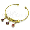 Aro Individual 07.93.0012 Oro Laminado, Diseño de Ojo Griego, con Granate Cristal, Pulido, Tono Dorado (02 MM Thickness, One size fits all)