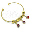 Aro Individual 07.93.0012 Oro Laminado, Diseño de Ojo Griego, con Granate Cristal, Pulido, Tono Dorado (02 MM Thickness, One size fits all)
