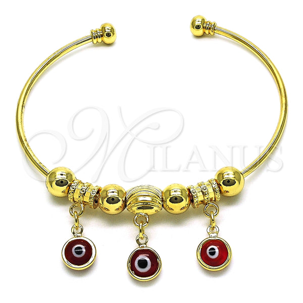 Aro Individual 07.93.0012 Oro Laminado, Diseño de Ojo Griego, con Granate Cristal, Pulido, Tono Dorado (02 MM Thickness, One size fits all)