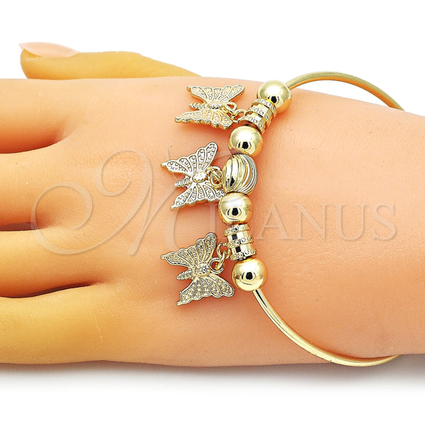 Aro Individual 07.93.0014 Oro Laminado, Diseño de Mariposa, Pulido, Tono Dorado (02 MM Thickness, One size fits all)