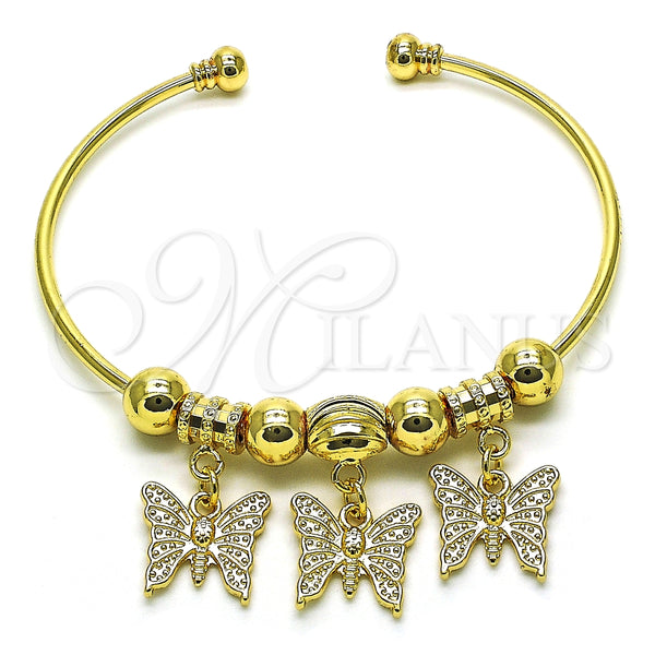 Aro Individual 07.93.0014 Oro Laminado, Diseño de Mariposa, Pulido, Tono Dorado (02 MM Thickness, One size fits all)