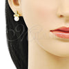 Arete Dormilona 02.344.0135 Oro Laminado, con Blanca Micro Pave and Marfil Perla, Pulido, Tono Dorado