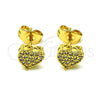Arete Dormilona 02.344.0153 Oro Laminado, Diseño de Corazón, con Blanca Micro Pave, Pulido, Tono Dorado