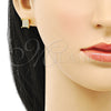 Arete Dormilona 02.344.0154 Oro Laminado, con Blanca Micro Pave, Pulido, Tono Dorado
