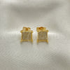 Arete Dormilona 02.344.0154 Oro Laminado, con Blanca Micro Pave, Pulido, Tono Dorado