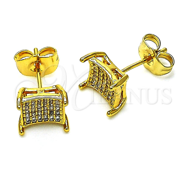 Arete Dormilona 02.344.0154 Oro Laminado, con Blanca Micro Pave, Pulido, Tono Dorado