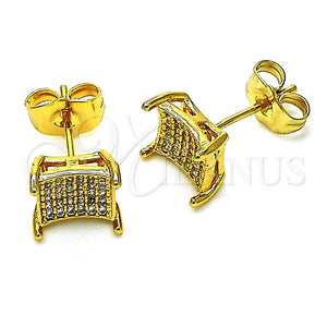 Arete Dormilona 02.344.0154 Oro Laminado, con Blanca Micro Pave, Pulido, Tono Dorado