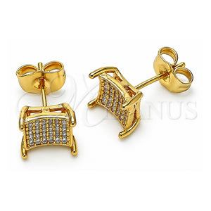 Arete Dormilona 02.344.0154 Oro Laminado, con Blanca Micro Pave, Pulido, Tono Dorado