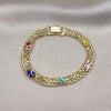 Pulsera Elegante 03.213.0156.1.07 Oro Laminado, Diseño de Elefante y Bismarco, Esmaltado Multicolor, Tono Dorado (07 MM Thickness, 7 Inches Length)