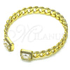 Aro Individual 07.341.0035.3 Oro Laminado, Diseño de Miami Cubana, con Blanca Zirconia Cubica and Blanca Micro Pave, Pulido, Tono Dorado (07 MM Thickness, One size fits all)