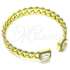 Aro Individual 07.341.0035.3 Oro Laminado, Diseño de Miami Cubana, con Blanca Zirconia Cubica and Blanca Micro Pave, Pulido, Tono Dorado (07 MM Thickness, One size fits all)