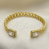 Aro Individual 07.341.0035.3 Oro Laminado, Diseño de Miami Cubana, con Blanca Zirconia Cubica and Blanca Micro Pave, Pulido, Tono Dorado (07 MM Thickness, One size fits all)