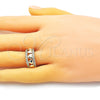 Anillo Multi Piedra 01.210.0115 Oro Laminado, Diseño de Corazón, con Blanca Micro Pave, Pulido, Tono Dorado (One size fits all)