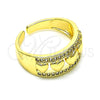 Anillo Multi Piedra 01.210.0115 Oro Laminado, Diseño de Corazón, con Blanca Micro Pave, Pulido, Tono Dorado (One size fits all)