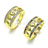 Anillo Multi Piedra 01.210.0115 Oro Laminado, Diseño de Corazón, con Blanca Micro Pave, Pulido, Tono Dorado (One size fits all)