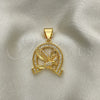 Dije Elegante 05.342.0101 Oro Laminado, Diseño de Águila, con Blanca Micro Pave, Pulido, Tono Dorado