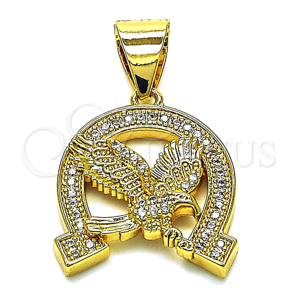 Dije Elegante 05.342.0101 Oro Laminado, Diseño de Águila, con Blanca Micro Pave, Pulido, Tono Dorado