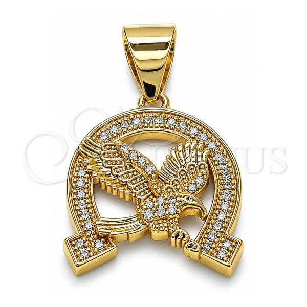 Dije Elegante 05.342.0101 Oro Laminado, Diseño de Águila, con Blanca Micro Pave, Pulido, Tono Dorado