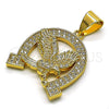 Dije Elegante 05.342.0101.1 Oro Laminado, Diseño de Águila, con Blanca Micro Pave, Pulido, Tono Dorado