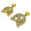 Dije Elegante 05.342.0101.1 Oro Laminado, Diseño de Águila, con Blanca Micro Pave, Pulido, Tono Dorado