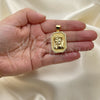 Dije Religioso 05.342.0110 Oro Laminado, Diseño de Jesus, con Blanca Micro Pave, Pulido, Tono Dorado