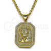 Dije Religioso 05.342.0110 Oro Laminado, Diseño de Jesus, con Blanca Micro Pave, Pulido, Tono Dorado
