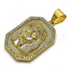 Dije Religioso 05.342.0110 Oro Laminado, Diseño de Jesus, con Blanca Micro Pave, Pulido, Tono Dorado