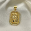 Dije Religioso 05.342.0110 Oro Laminado, Diseño de Jesus, con Blanca Micro Pave, Pulido, Tono Dorado