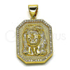 Dije Religioso 05.342.0110 Oro Laminado, Diseño de Jesus, con Blanca Micro Pave, Pulido, Tono Dorado