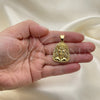 Dije Religioso 05.342.0111 Oro Laminado, Diseño de Jesus, con Blanca Micro Pave, Pulido, Tono Dorado