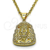 Dije Religioso 05.342.0111 Oro Laminado, Diseño de Jesus, con Blanca Micro Pave, Pulido, Tono Dorado
