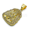 Dije Religioso 05.342.0111 Oro Laminado, Diseño de Jesus, con Blanca Micro Pave, Pulido, Tono Dorado